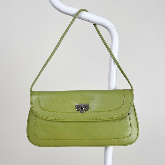 Vintage Handbags - Vintage Baguette Bag Pebbled Leather Shoulder Bag Purse Handbag Clutch 90s Y2K